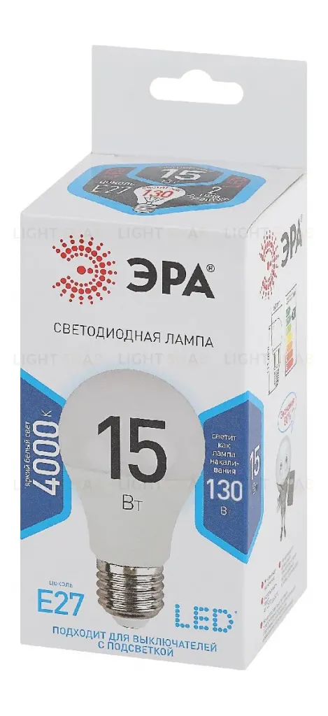 Лампа светодиодная Эра E27 15W 4000K LED A60-15W-840-E27 Б0033183 Б0033183