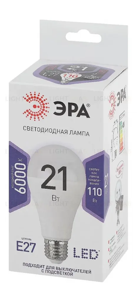 Лампа светодиодная Эра E27 21W 6000K LED A65-21W-860-E27 Б0035333 Б0035333