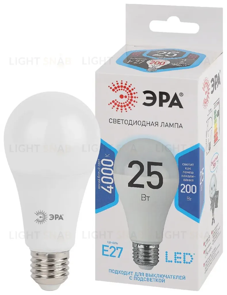 Лампа светодиодная Эра E27 25W 4000K LED A65-25W-840-E27 Б0035335 Б0035335
