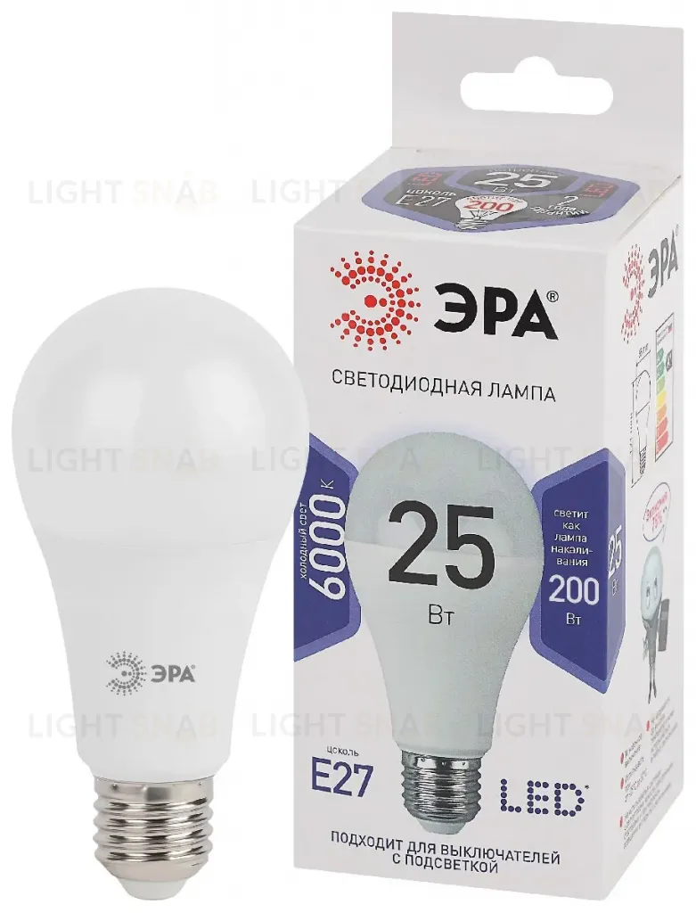 Лампа светодиодная Эра E27 25W 6000K LED A65-25W-860-E27 Б0035336 Б0035336