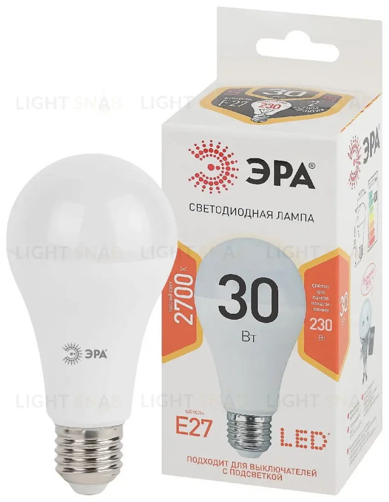 Лампа светодиодная Эра E27 30W 2700K LED A65-30W-827-E27 Б0048015 Б0048015