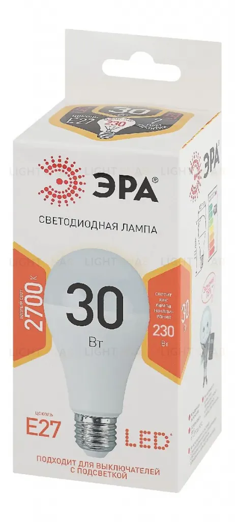 Лампа светодиодная Эра E27 30W 2700K LED A65-30W-827-E27 Б0048015 Б0048015