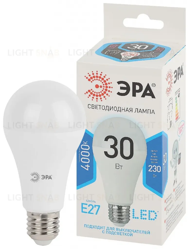 Лампа светодиодная Эра E27 30W 4000K LED A65-30W-840-E27 Б0048016 Б0048016