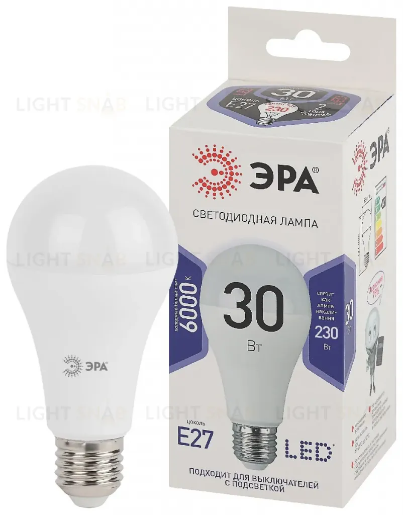 Лампа светодиодная Эра E27 30W 6000K LED A65-30W-860-E27 Б0048017 Б0048017