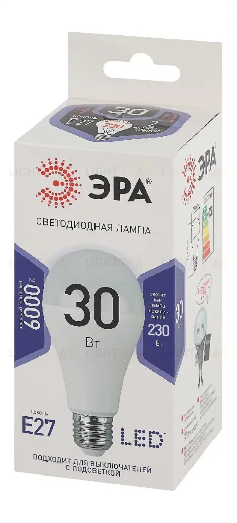 Лампа светодиодная Эра E27 30W 6000K LED A65-30W-860-E27 Б0048017 Б0048017