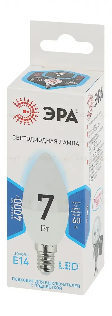 Лампа светодиодная Эра E14 7W 4000K LED B35-7W-840-E14 Б0020539 Б0020539