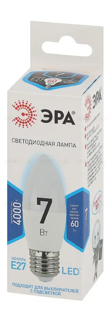 Лампа светодиодная Эра E27 7W 4000K LED B35-7W-840-E27 Б0020540 Б0020540