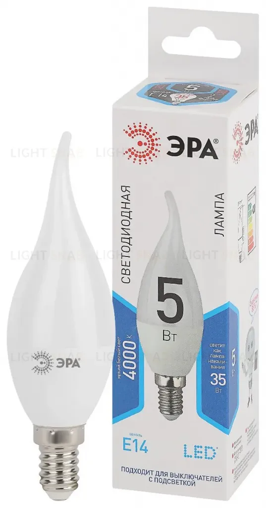 Лампа светодиодная Эра E14 5W 4000K LED BXS-5W-840-E14 Б0027968 Б0027968