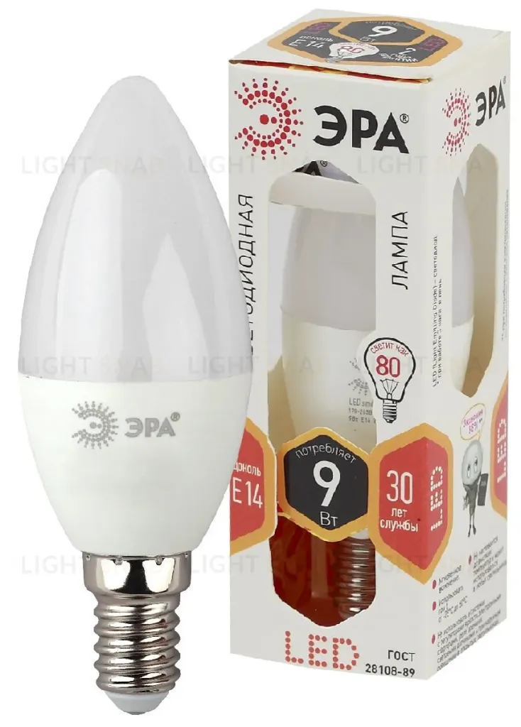 Лампа светодиодная Эра E14 9W 2700K LED B35-9W-827-E14 Б0027969 Б0027969