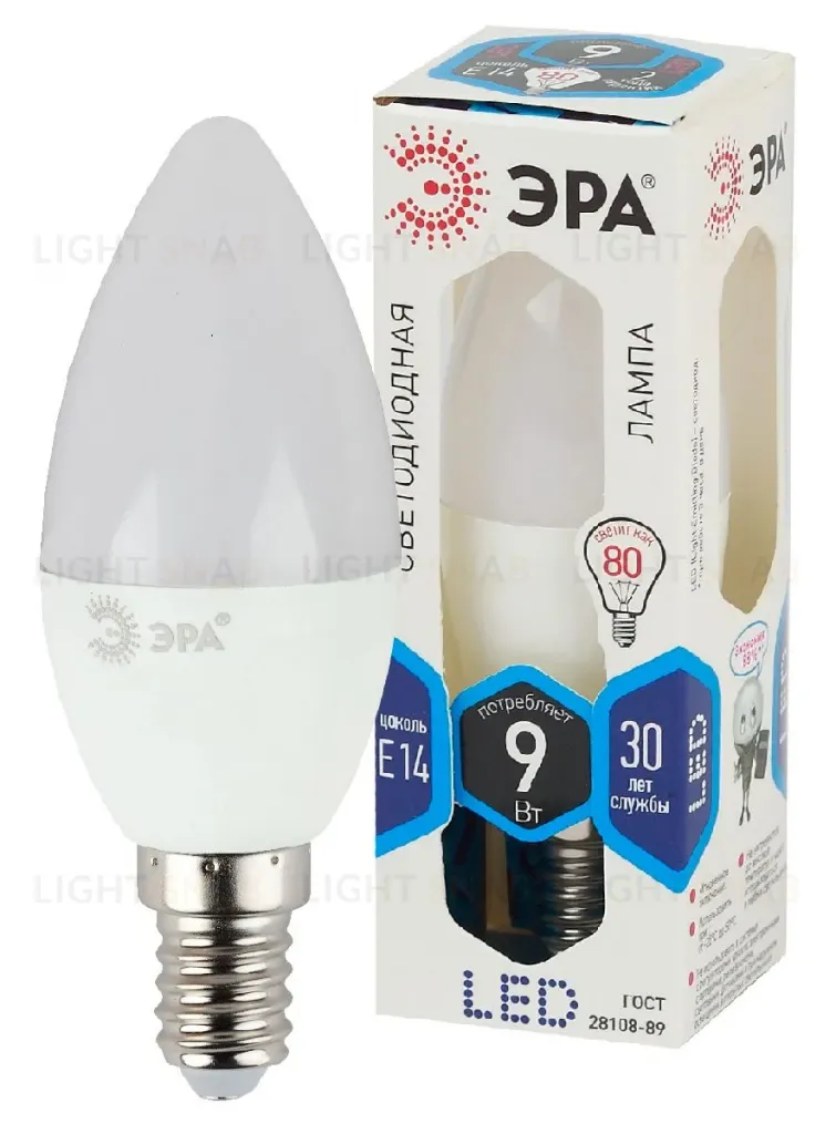 Лампа светодиодная Эра E14 9W 4000K LED B35-9W-840-E14 Б0027970 Б0027970