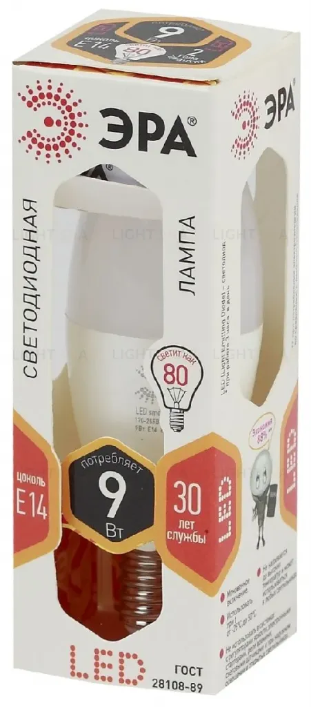 Лампа светодиодная Эра E14 9W 2700K LED B35-9W-827-E14 Б0027969 Б0027969