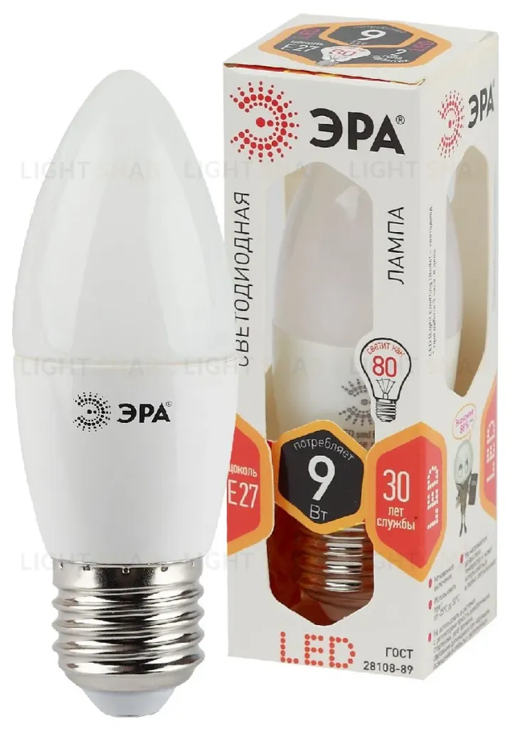 Лампа светодиодная Эра E27 9W 2700K LED B35-9W-827-E27 Б0027971 Б0027971
