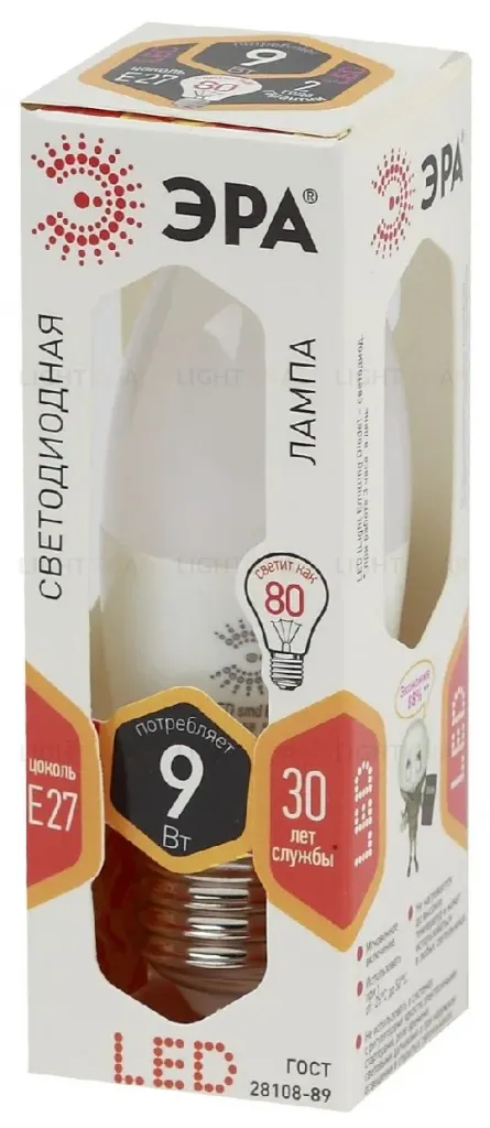Лампа светодиодная Эра E27 9W 2700K LED B35-9W-827-E27 Б0027971 Б0027971