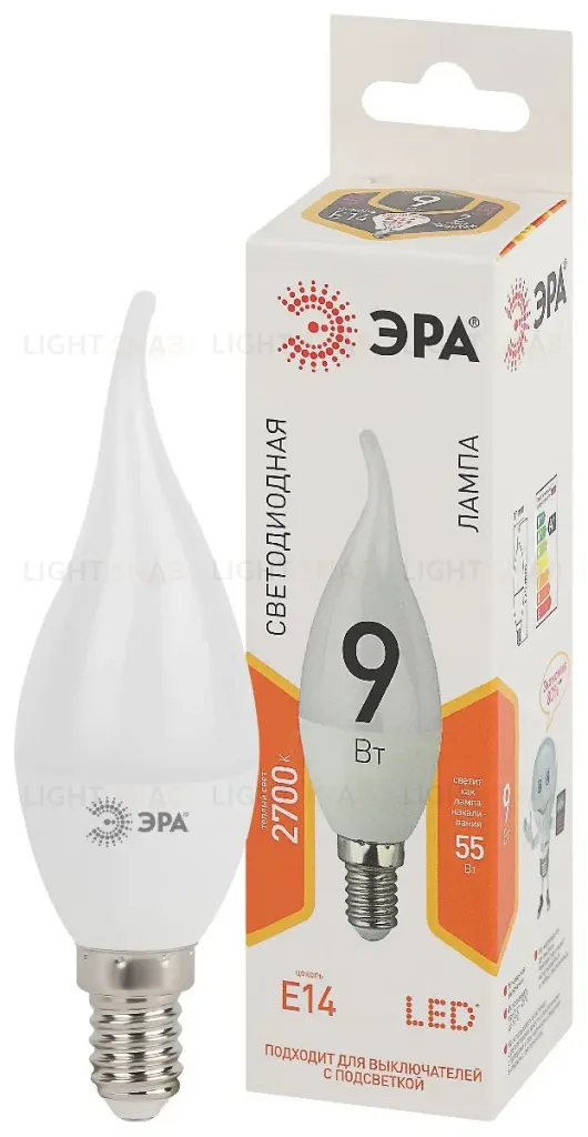Лампа светодиодная Эра E14 9W 2700K LED BXS-9W-827-E14 Б0027973 Б0027973