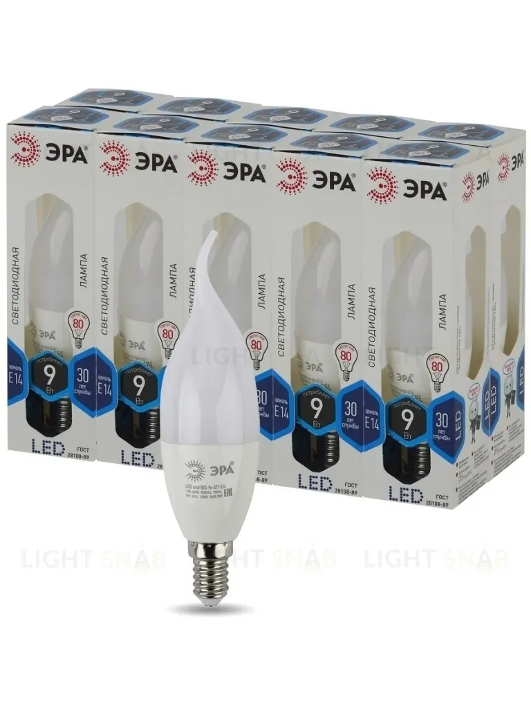 Лампа светодиодная Эра E14 9W 4000K LED BXS-9W-840-E14 Б0027974 Б0027974