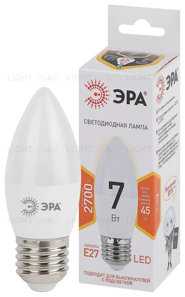 Лампа светодиодная Эра E27 7W 2700K LED B35-7W-827-E27 Б0028479 Б0028479