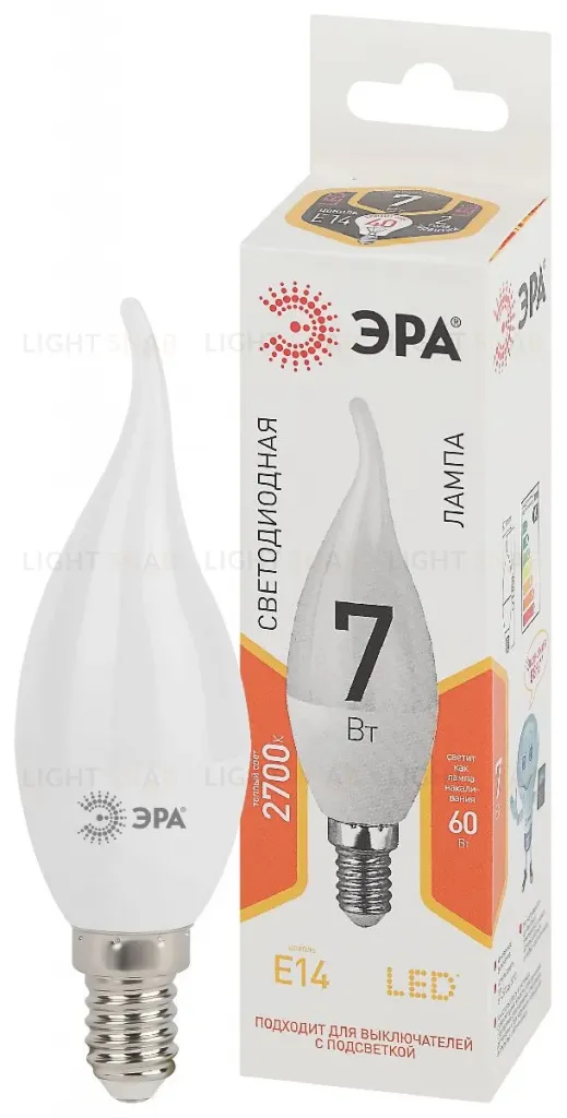 Лампа светодиодная Эра E14 7W 2700K LED BXS-7W-827-E14 Б0028482 Б0028482