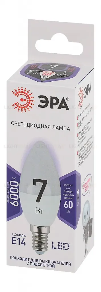 Лампа светодиодная Эра E14 7W 6000K LED B35-7W-860-E14 Б0031400 Б0031400