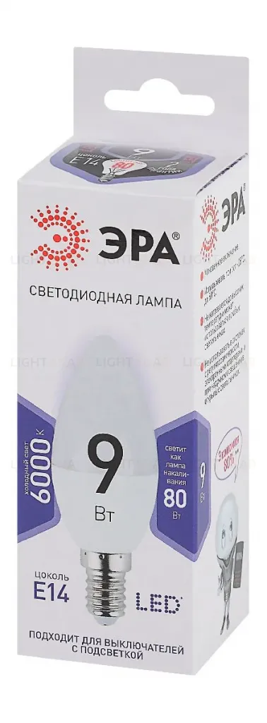 Лампа светодиодная Эра E14 9W 6000K LED B35-9W-860-E14 Б0031403 Б0031403