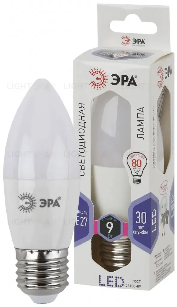 Лампа светодиодная Эра E27 9W 6000K LED B35-9W-860-E27 Б0031410 Б0031410