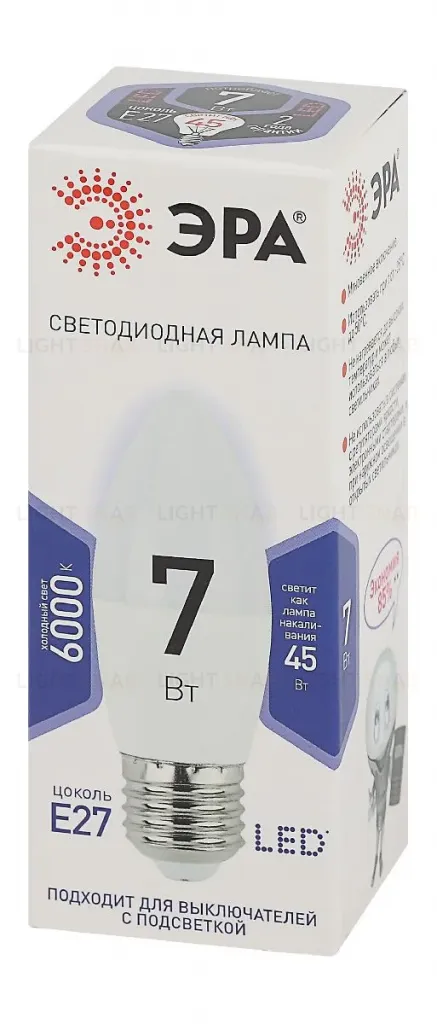 Лампа светодиодная Эра E27 7W 6000K LED B35-7W-860-E27 Б0031413 Б0031413