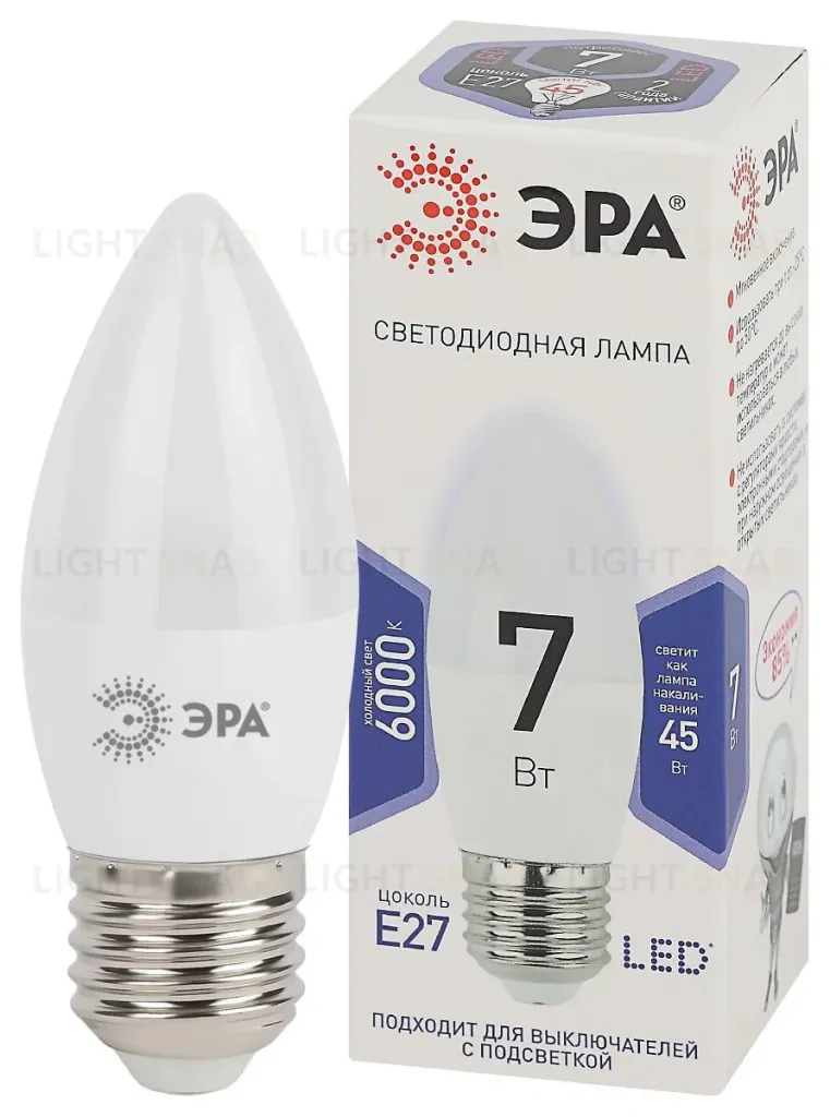Лампа светодиодная Эра E27 7W 6000K LED B35-7W-860-E27 Б0031413 Б0031413