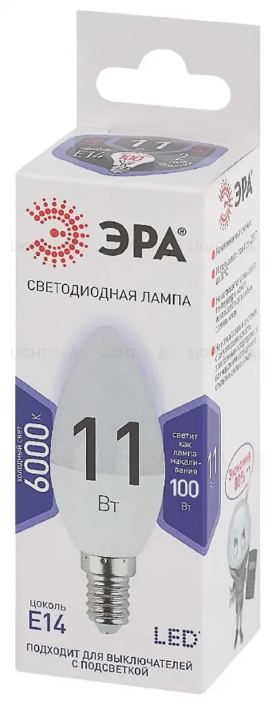 Лампа светодиодная Эра E14 11W 6000K LED B35-11W-860-E14 Б0032984 Б0032984