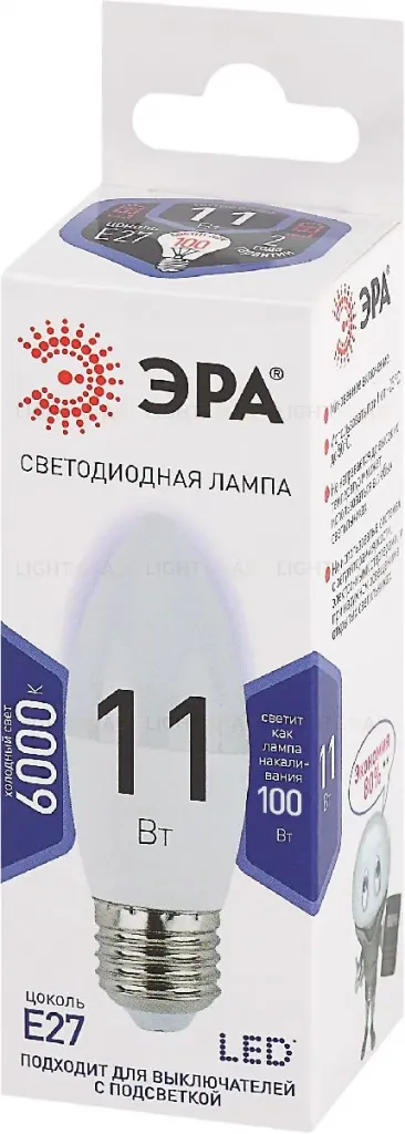 Лампа светодиодная Эра E27 11W 6000K LED B35-11W-860-E27 Б0032985 Б0032985