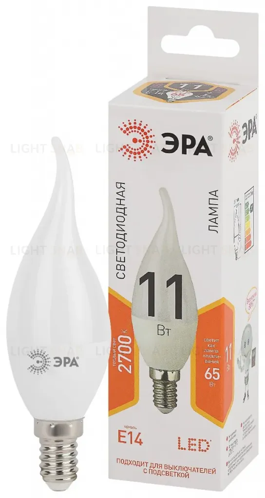 Лампа светодиодная Эра E14 11W 2700K LED BXS-11W-827-E14 Б0032992 Б0032992