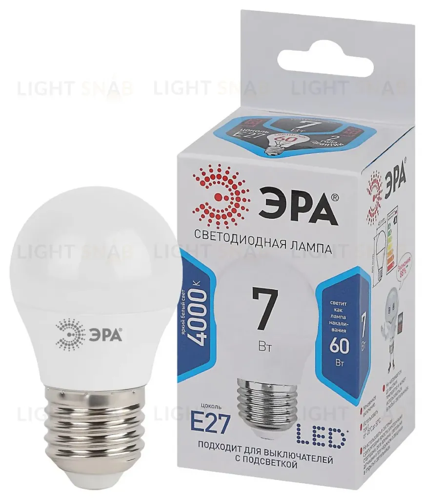 Лампа светодиодная Эра E27 7W 4000K LED P45-7W-840-E27 Б0020554 Б0020554
