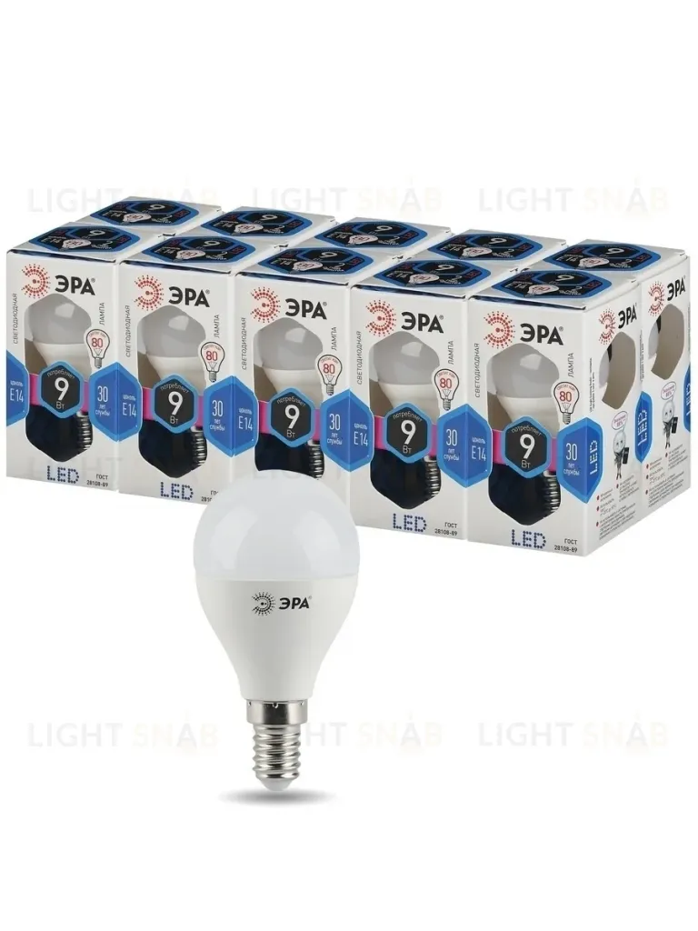 Лампа светодиодная Эра E14 9W 4000K LED P45-9W-840-E14 Б0029042 Б0029042
