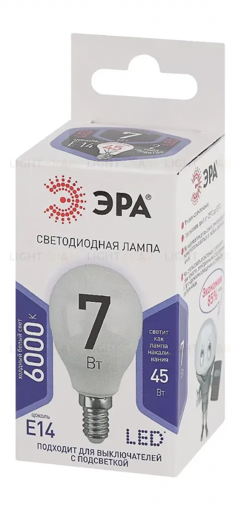 Лампа светодиодная Эра E14 7W 6000K LED P45-7W-860-E14 Б0031401 Б0031401