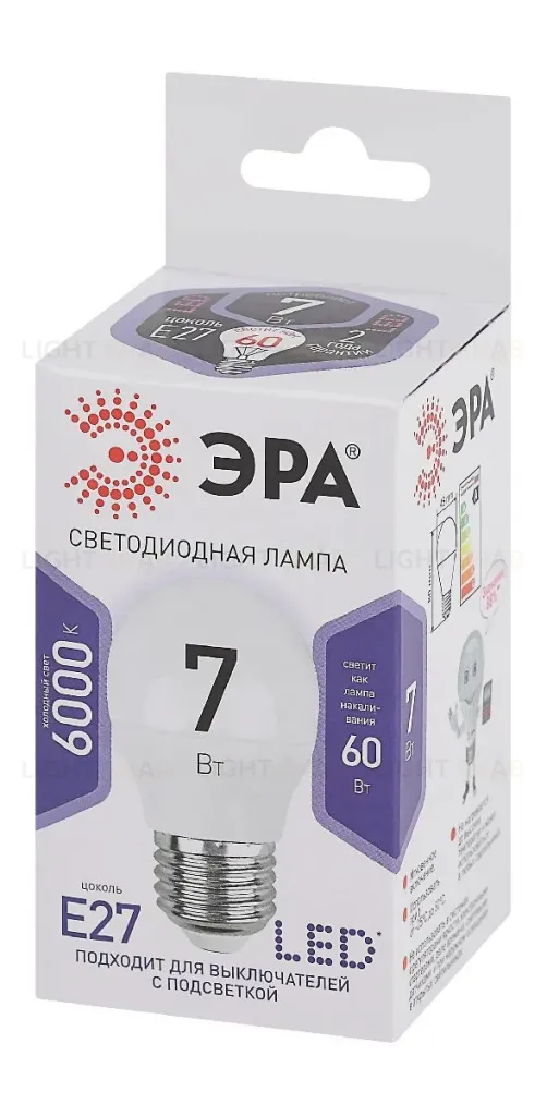 Лампа светодиодная Эра E27 7W 6000K LED P45-7W-860-E27 Б0031402 Б0031402
