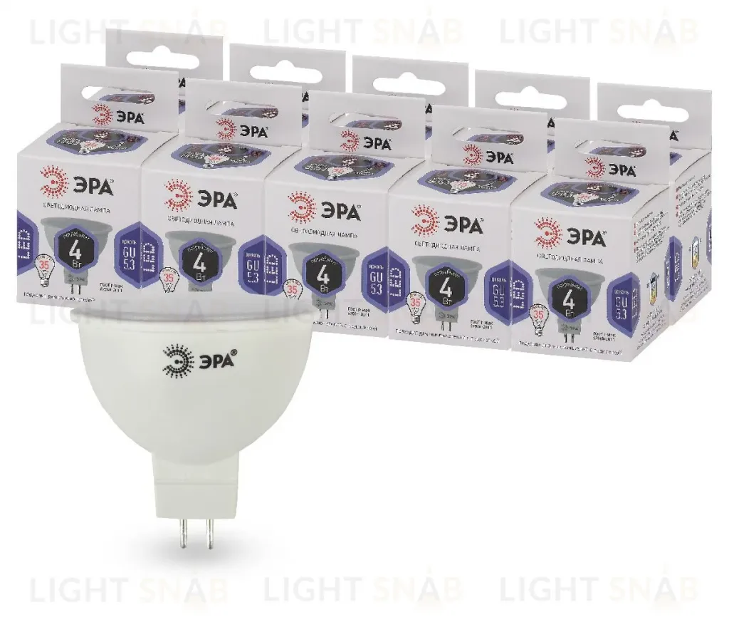 Лампа светодиодная Эра GU5.3 4W 6000K LED MR16-4W-860-GU5.3 Б0049068 Б0049068