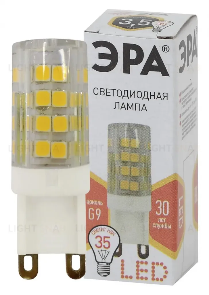 Лампа светодиодная Эра G9 3,5W 2700K LED JCD-3,5W-CER-827-G9 Б0027861 Б0027861