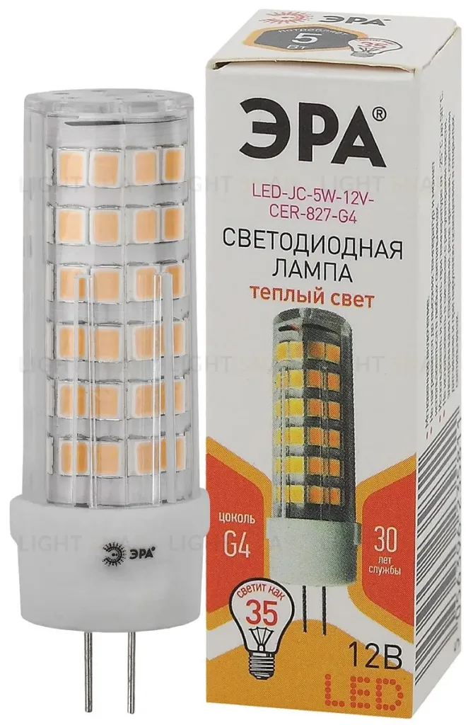 Лампа светодиодная Эра G4 5W 2700K LED JC-5W-12V-CER-827-G4 Б0049087 Б0049087