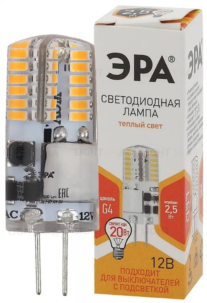 Лампа светодиодная Эра G4 2,5W 2700K LED-JC-2,5W-12V-SLC-827-G4 Б0049089 Б0049089