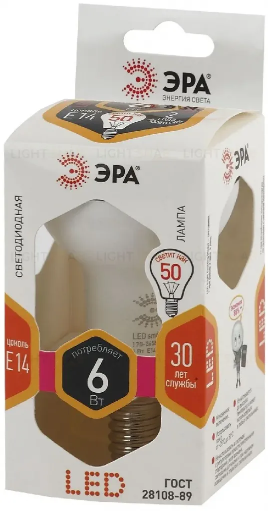 Лампа светодиодная Эра E14 6W 2700K LED R50-6W-827-E14 Б0028489 Б0028489
