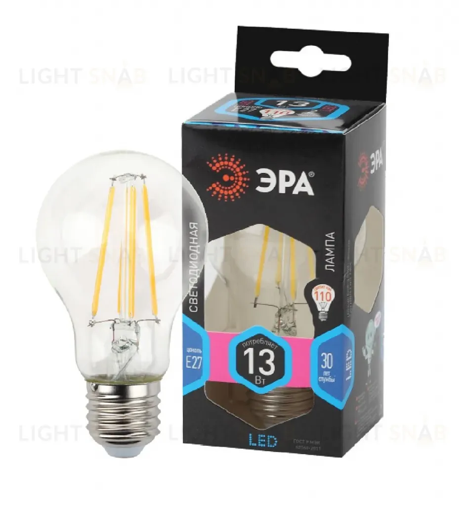 Лампа светодиодная Эра E27 13W 4000K F-LED A60-13W-840-E27 Б0035028 Б0035028