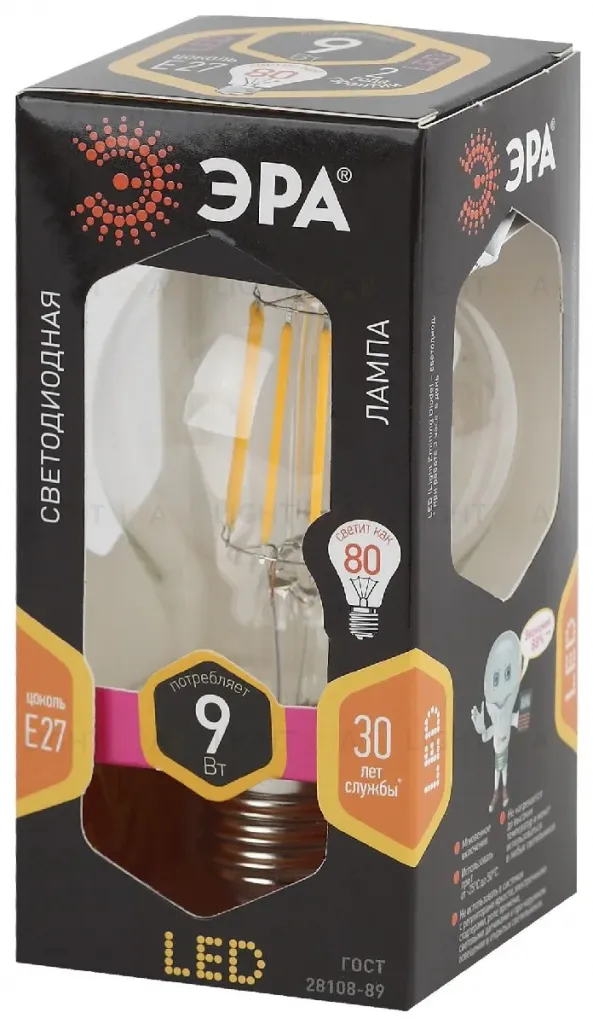 Лампа светодиодная Эра E27 9W 2700K F-LED A60-9W-827-E27 Б0043433 Б0043433