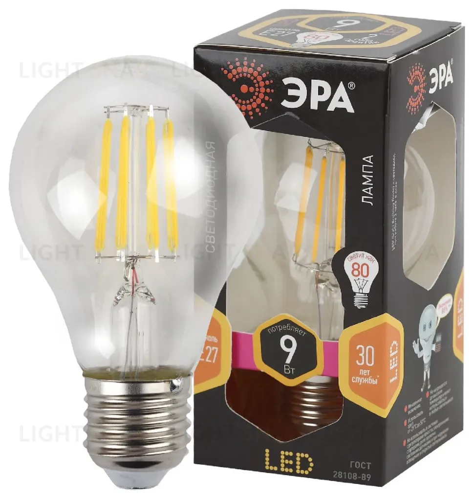 Лампа светодиодная Эра E27 9W 2700K F-LED A60-9W-827-E27 Б0043433 Б0043433