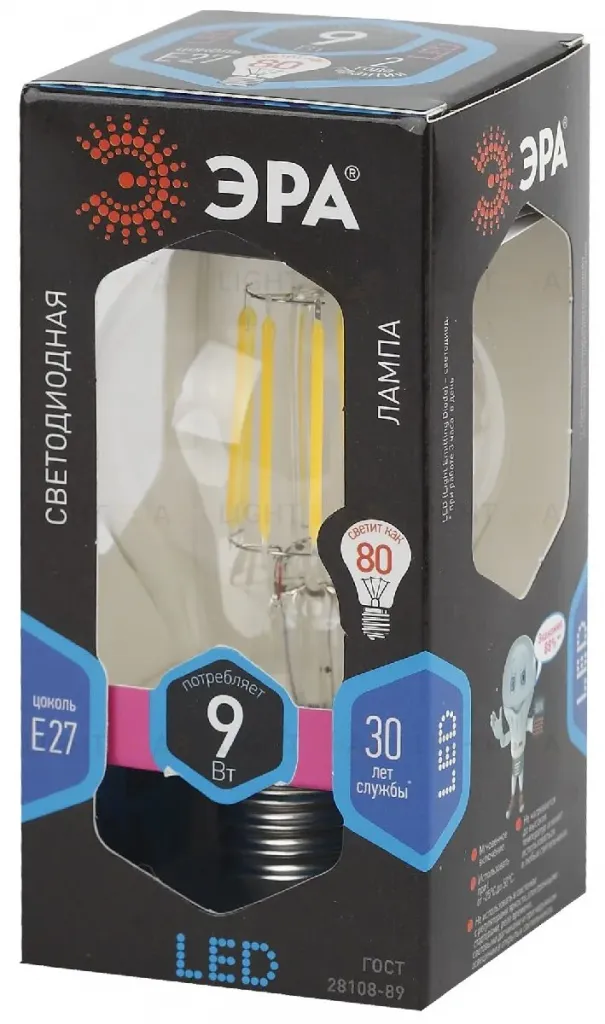 Лампа светодиодная Эра E27 9W 4000K F-LED A60-9W-840-E27 Б0043434 Б0043434