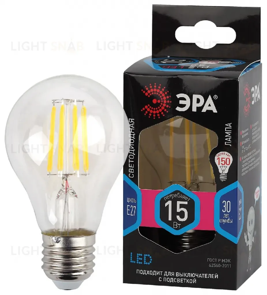 Лампа светодиодная Эра E27 15W 4000K F-LED A60-15W-840-E27 Б0046983 Б0046983