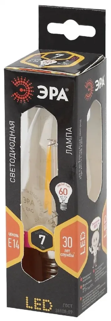 Лампа светодиодная Эра E14 7W 2700K F-LED B35-7W-827-E14 Б0027942 Б0027942