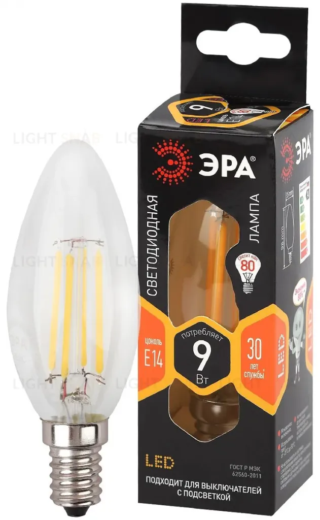 Лампа светодиодная Эра E14 9W 2700K F-LED B35-9w-827-E14 Б0046991 Б0046991