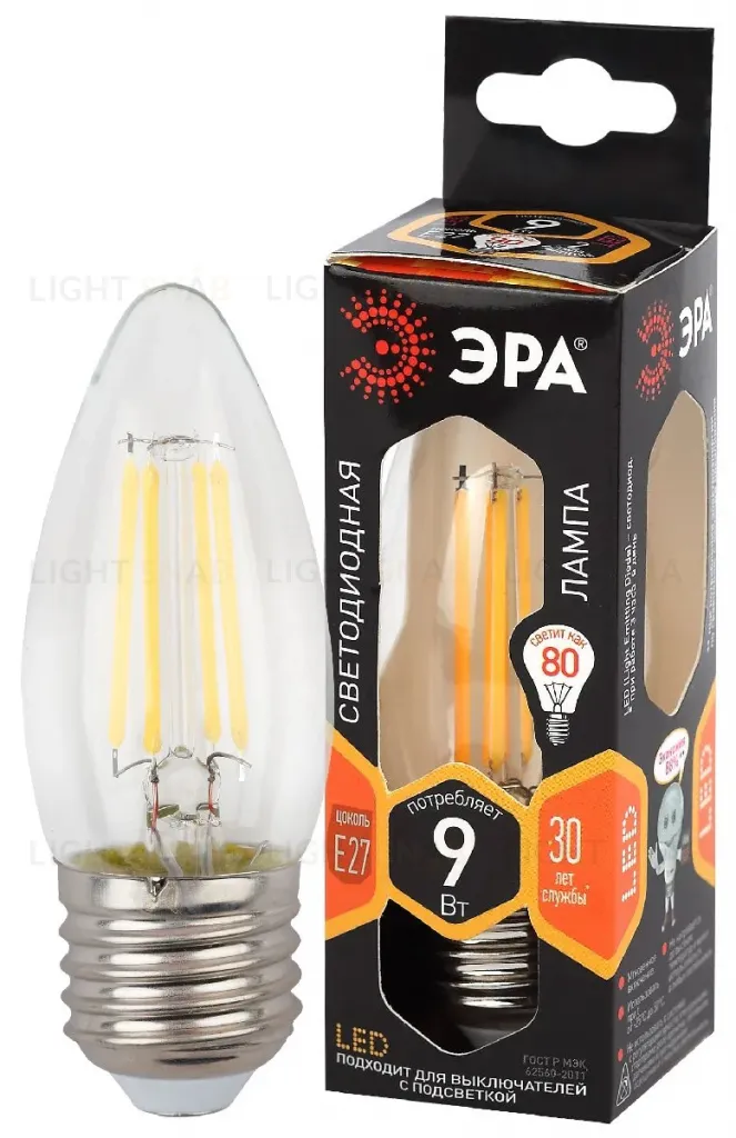 Лампа светодиодная Эра E27 9W 2700K F-LED B35-9w-827-E27 Б0046993 Б0046993
