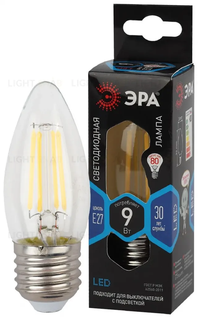 Лампа светодиодная Эра E27 9W 4000K F-LED B35-9w-840-E27 Б0046997 Б0046997