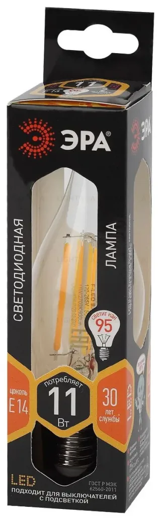 Лампа светодиодная Эра E14 11W 2700K F-LED BXS-11W-827-E14 Б0047001 Б0047001