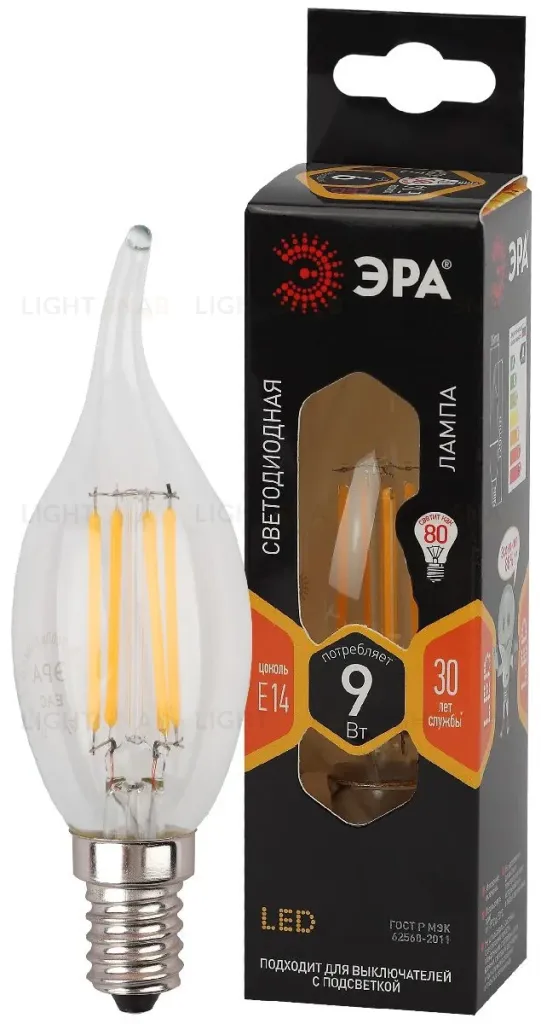 Лампа светодиодная Эра E14 9W 2700K F-LED BXS-9W-827-E14 Б0047003 Б0047003
