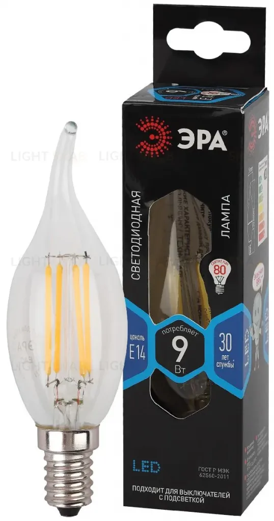 Лампа светодиодная Эра E14 9W 4000K F-LED BXS-9W-840-E14 Б0047005 Б0047005